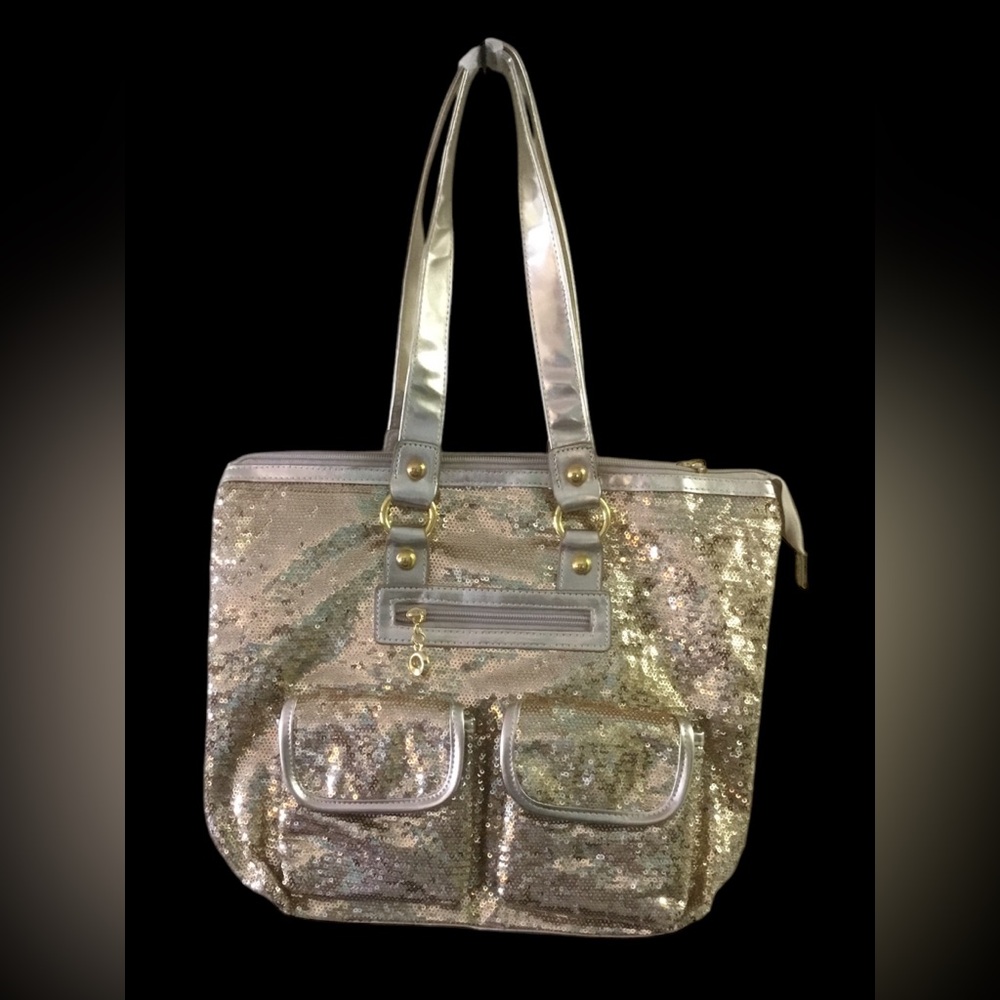 Cathy Kangas Gold Sequin Tote Bag NWOT